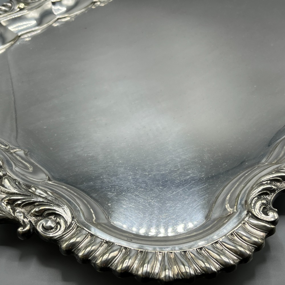 Large Long Victorian Silver Plated Butler Serving Tray View XXIII