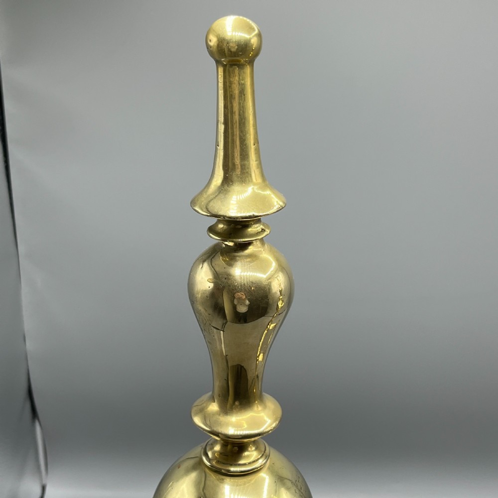 Large Victorian Brass Fire Dogs with Lion Paw Feet View VI