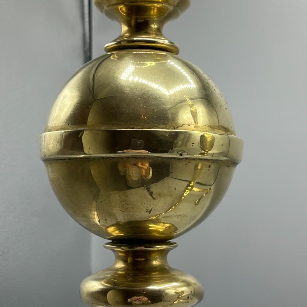 Large Victorian Brass Fire Dogs with Lion Paw Feet View VII