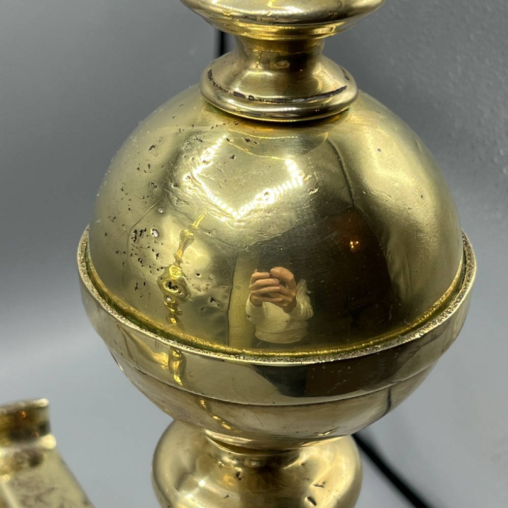 Large Victorian Brass Fire Dogs with Lion Paw Feet View X