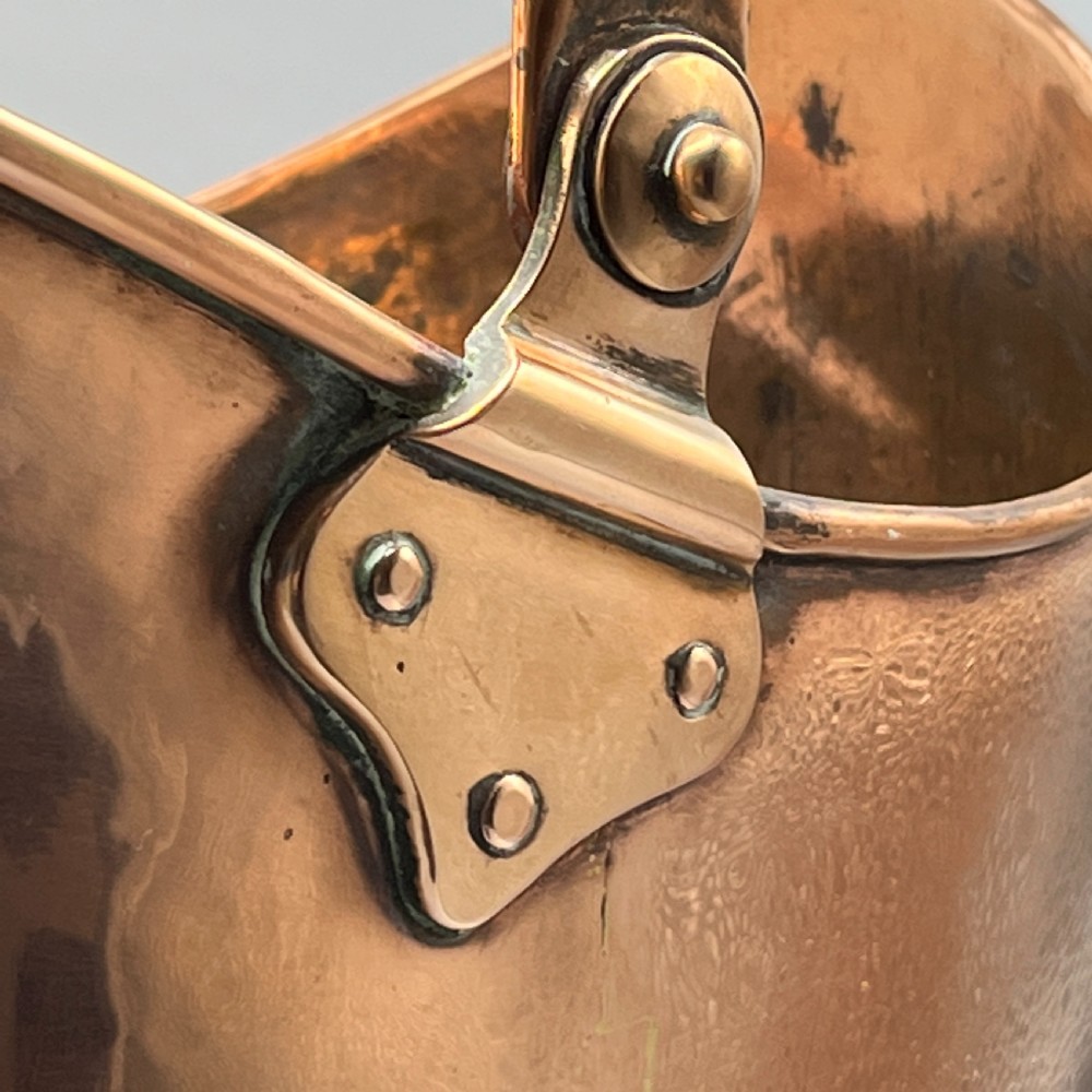 Large Victorian Copper Helmet Coal Scuttle / Log Bin by Henry Loveridge & Co View VI