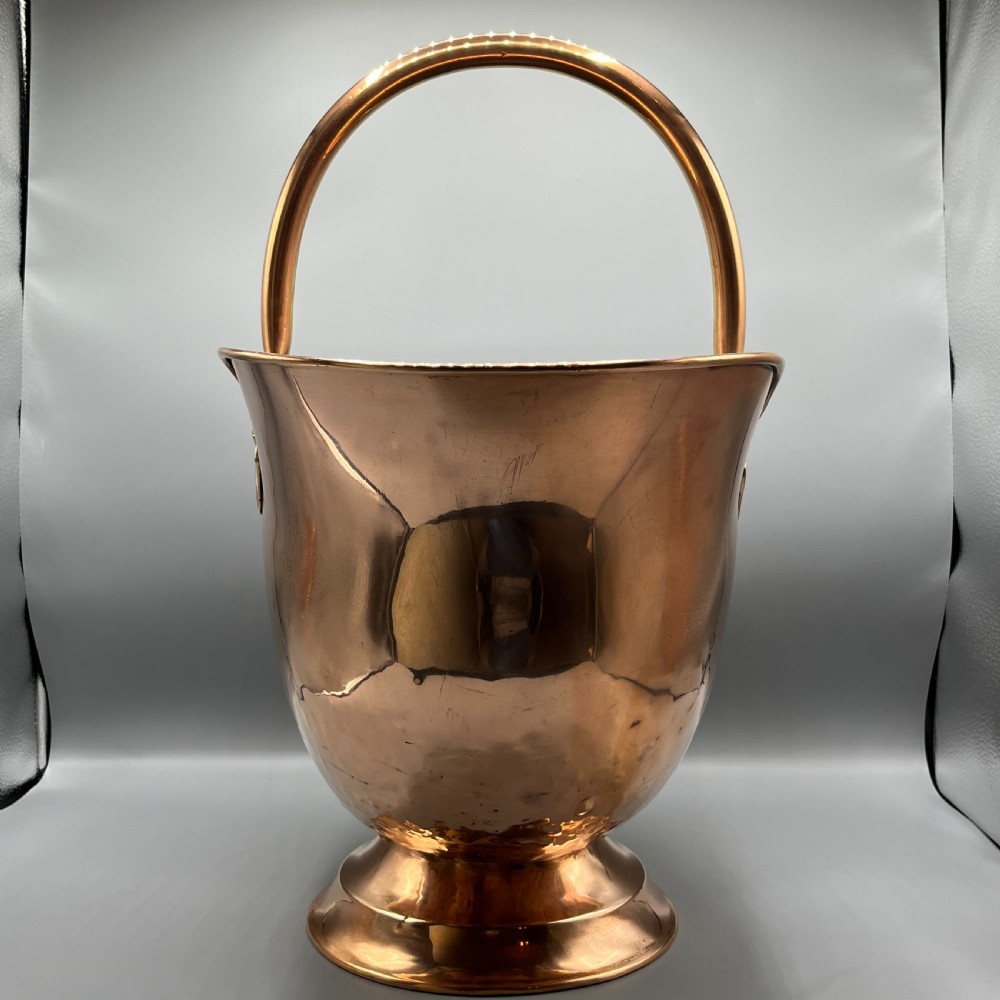 Large Victorian Copper Helmet Coal Scuttle / Log Bin by Henry Loveridge & Co View VII