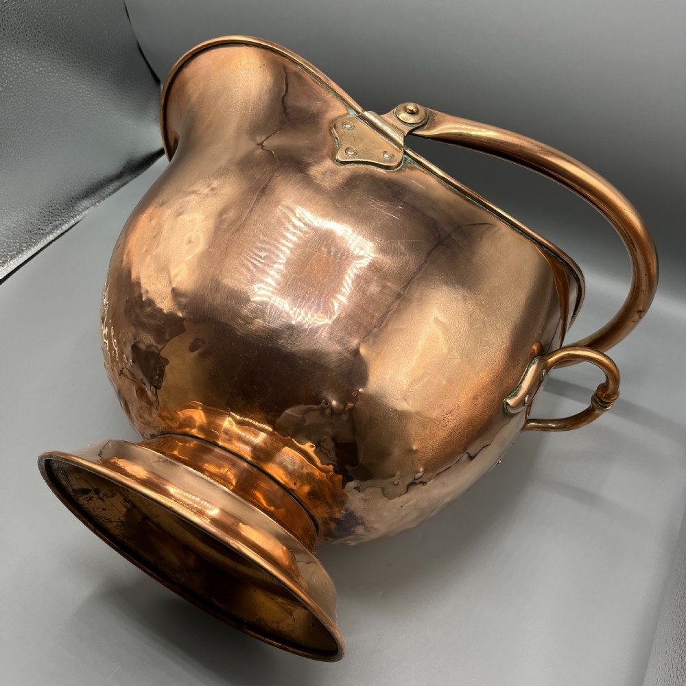 Large Victorian Copper Helmet Coal Scuttle / Log Bin by Henry Loveridge & Co View XVII