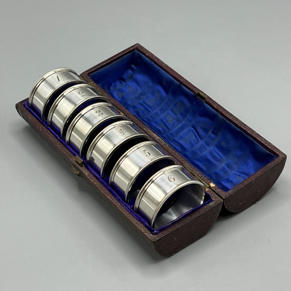 Set of 6 Silver Plated Numbered Napkin Rings