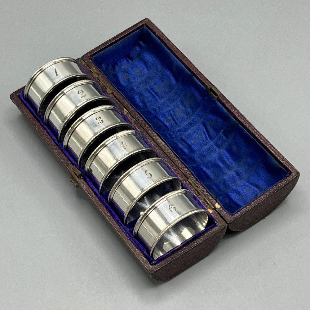 Set of 6 Silver Plated Numbered Napkin Rings View II