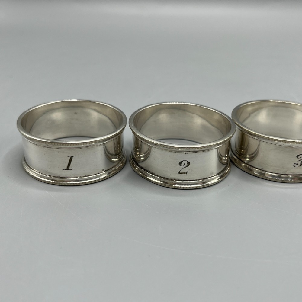 Set of 6 Silver Plated Numbered Napkin Rings View V