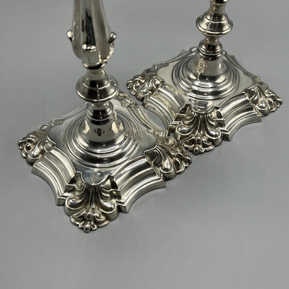 Pair Elkington & Co Silver Plated Candlesticks View XX