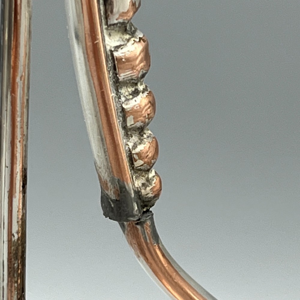 A pair of Georgian silver-plated three-light candelabra with lyre-shaped columns and scrolling branches. View XII