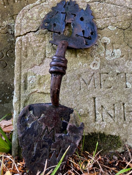 Rare 18th Century Door Handle Dated 1730, Initialled, with Protection Marks