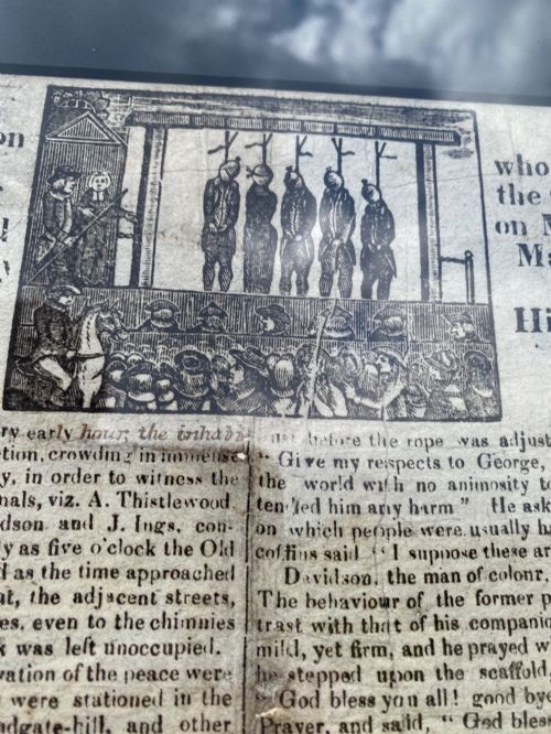 Rare Antique 19th Century Execution Broadside for the Execution of Arthur Thistlewood and the Cato Street Conspirators 1820