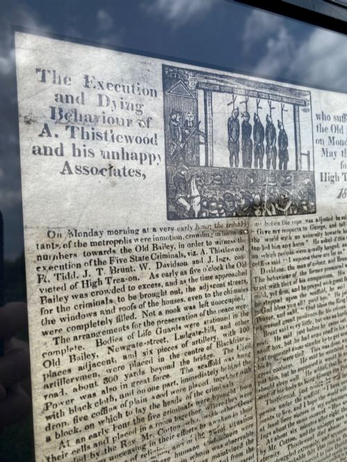 fig 2. A nineteenth-century printed paper broadside with a top woodcut depicting a gallows execution above double columns of letterpress text.