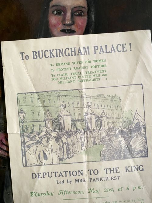Rare Antique Original 1914 Suffragette Double Sided Flyer – Emmeline Pankhurst’s Deputation to Buckingham Palace