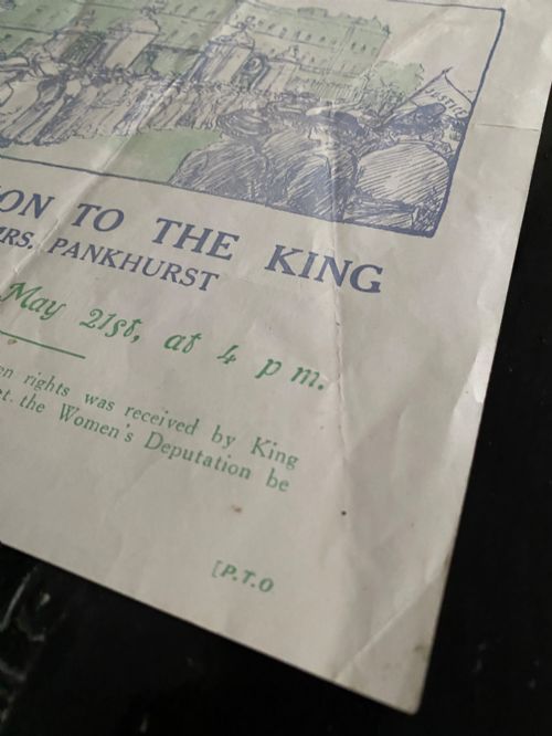 fig 2. Rare Antique Original 1914 Suffragette Double Sided Flyer – Emmeline Pankhurst’s Deputation to Buckingham Palace