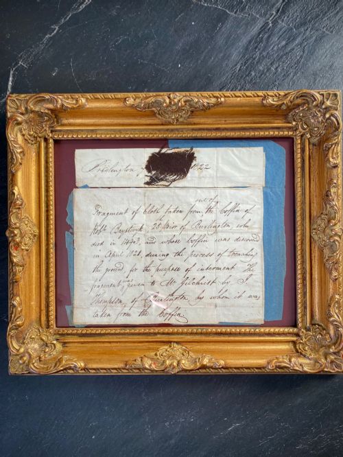 Remarkable Fragment of 15th C. Burial Cloth Exhumed During Trenching in 1821 with Provenance