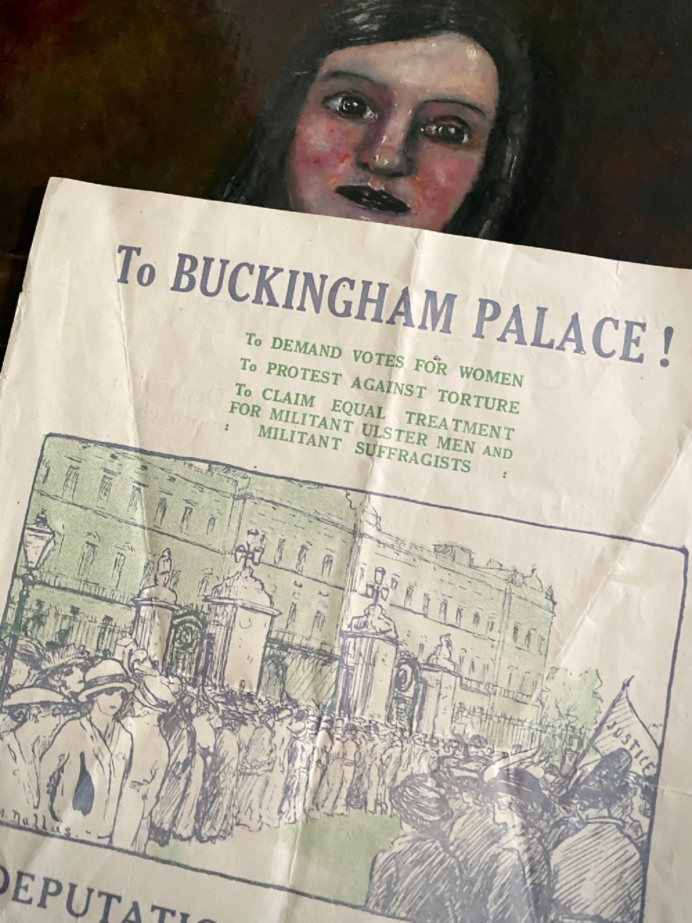 Rare Antique Original 1914 Suffragette Double Sided Flyer – Emmeline Pankhurst’s Deputation to Buckingham Palace View II