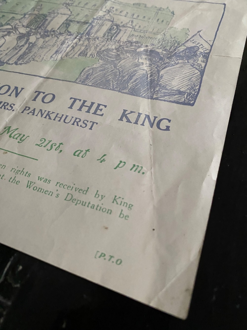 Rare Antique Original 1914 Suffragette Double Sided Flyer – Emmeline Pankhurst’s Deputation to Buckingham Palace View III