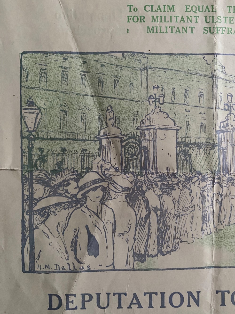 Rare Antique Original 1914 Suffragette Double Sided Flyer – Emmeline Pankhurst’s Deputation to Buckingham Palace View V