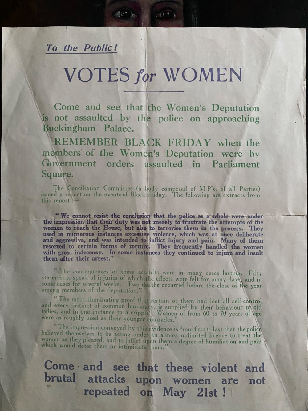 Rare Antique Original 1914 Suffragette Double Sided Flyer – Emmeline Pankhurst’s Deputation to Buckingham Palace View IX