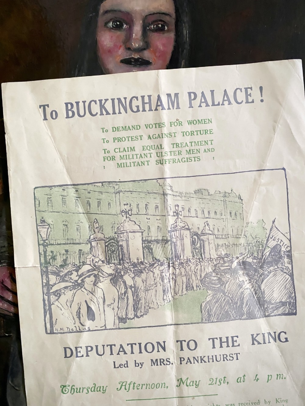 Rare Antique Original 1914 Suffragette Double Sided Flyer – Emmeline Pankhurst’s Deputation to Buckingham Palace View X