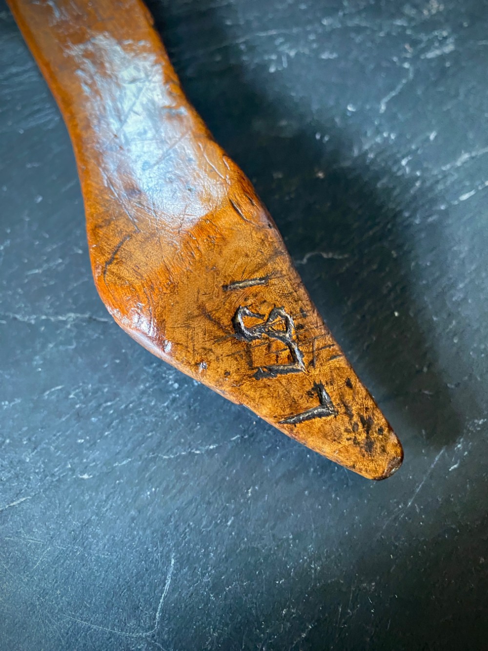 Antique 19th Century Treen Folk Art Knitting Sheath Initialled AH CB & Dated 1877 View II