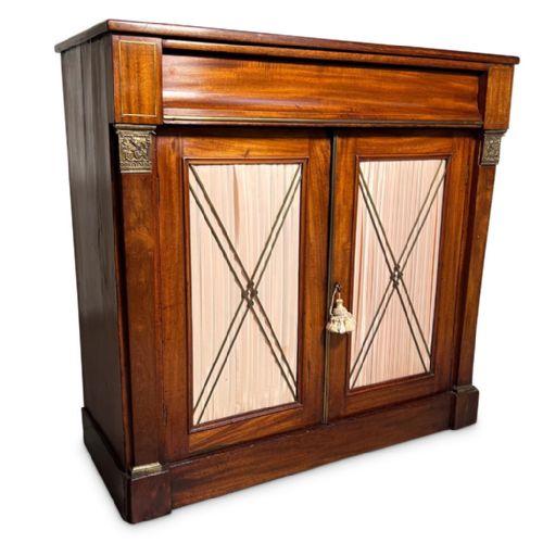 Mahogany Two Doored Chiffonier with Brass Inlay and Ormolu Mounts