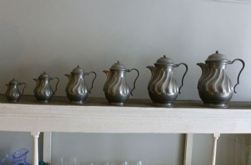 Set of Six Pewter Jars