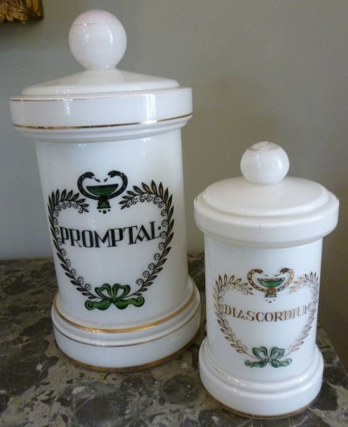 Pair of French Opaline Pharmacy Jars
