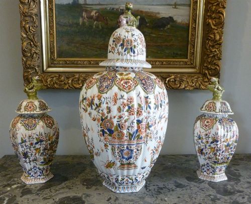 19th Century French Vases - Faience Rouen