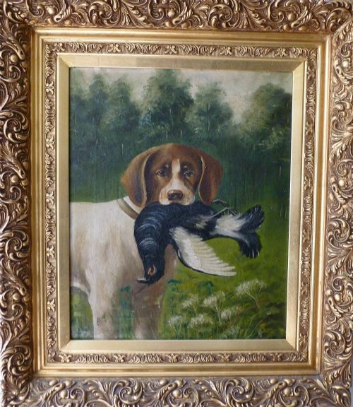 Pair of Oil Paintings - Gun Dogs with Game