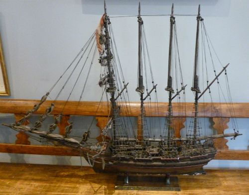 Antique  Model Ship - Four Masted Clipper/schooner