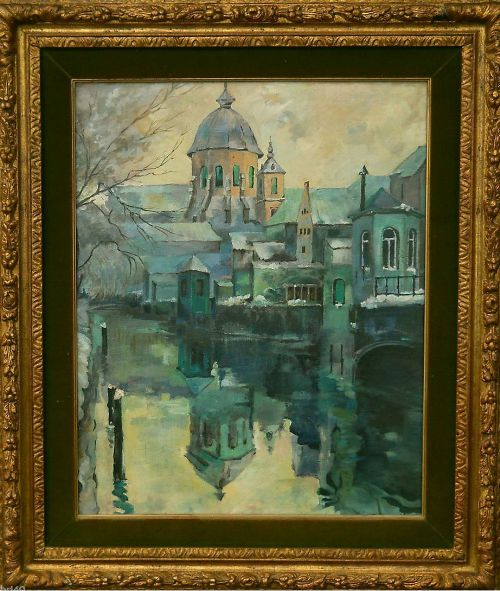 View of a Church in Winter - Oil Painting