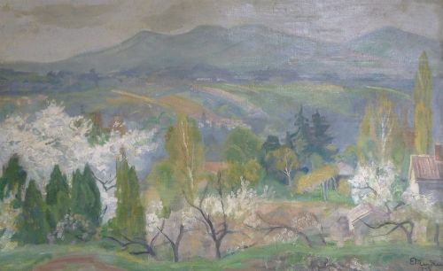 Large French Oil Painting - Provencal Landscape