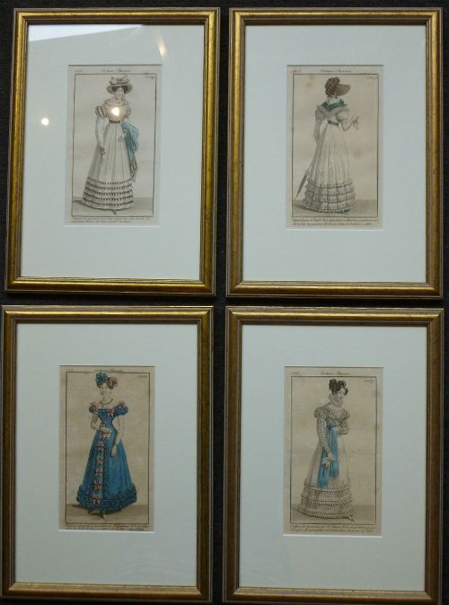 Set of 4 Antique French Fashion Prints - 1823