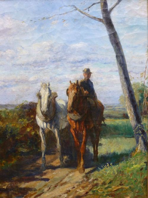 End of the Day -19th Century Oil Painting