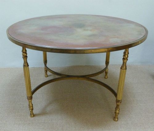 Brass Coffee Table with Unusual Glass Top -  Circa 1920