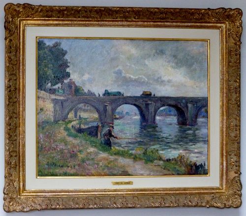 fig 1. Bridge Over the Meuse at Namur - Antique Oil Painting