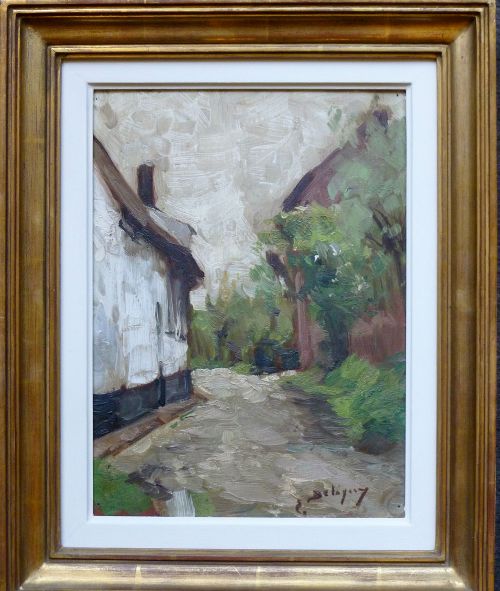 Antique Oil Painting - View of a Village