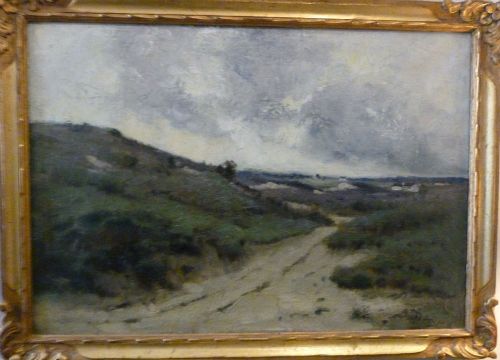 Cottages in the Dunes - Antique Oil Painting