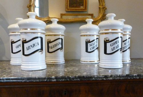 Set of Six 19th Century French Pharmacy Jars