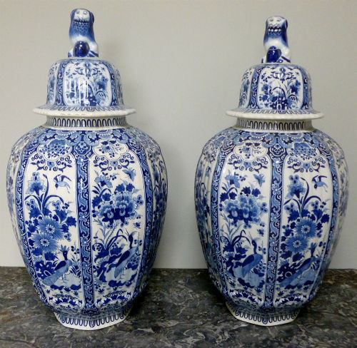 Pair of Delft Vases - 19th Century