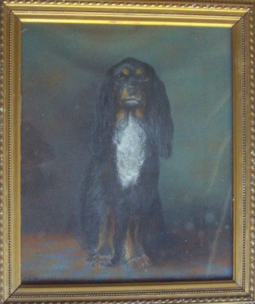19th Century Pastel/painting of a Spaniel