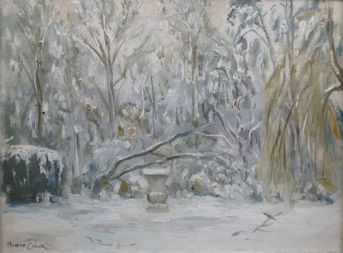 Garden in the Snow - Oil Painting