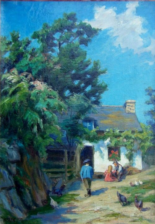 French Farmyard - 19th Century Oil Painting