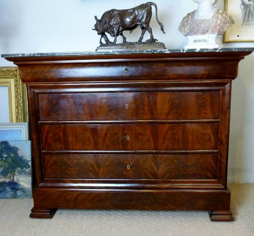 French Flame Mahogany Commode