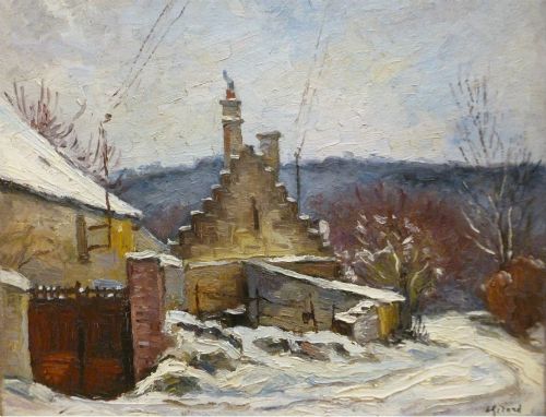 Snow at Soucy - Antique Oil Painting
