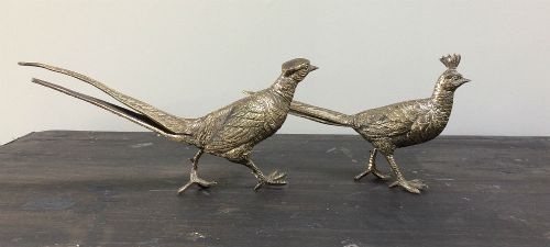 Pair of Decorative Silver Plated Pheasants