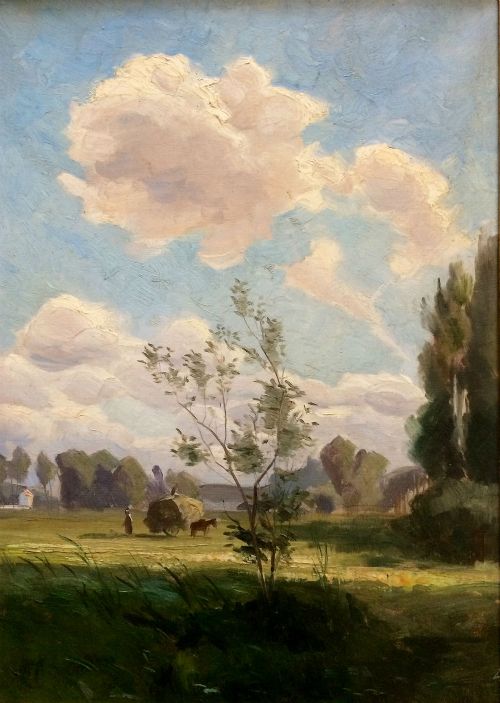 Summer Landscape - 19th Century French Oil Painting