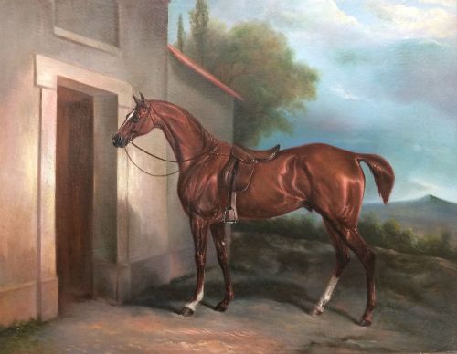 Chestnut Horse -19th Century Oil Painting