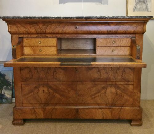 French Walnut Secretaire Commode - 19th Century