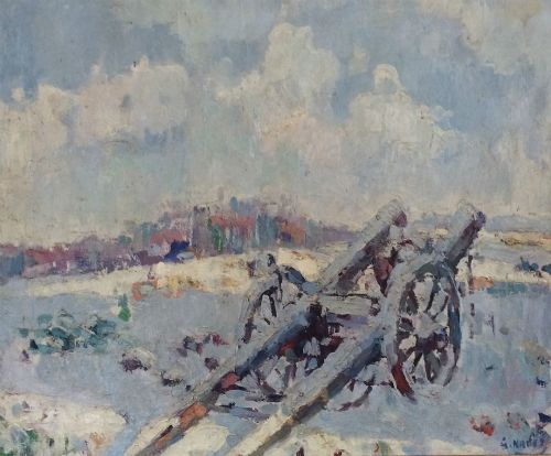Snowy Landscape - Oil Painting